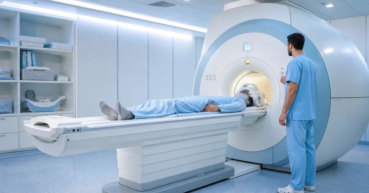 Book MRI Scan Online | Online Health Booking Patient undergoing an MRI Scan at a diagnostic centre in India